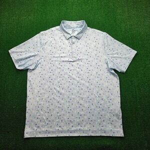 DEOLAX Golf Performance Polo Shirt Mens 2XL Light Blue Beverage Cocktail AOP